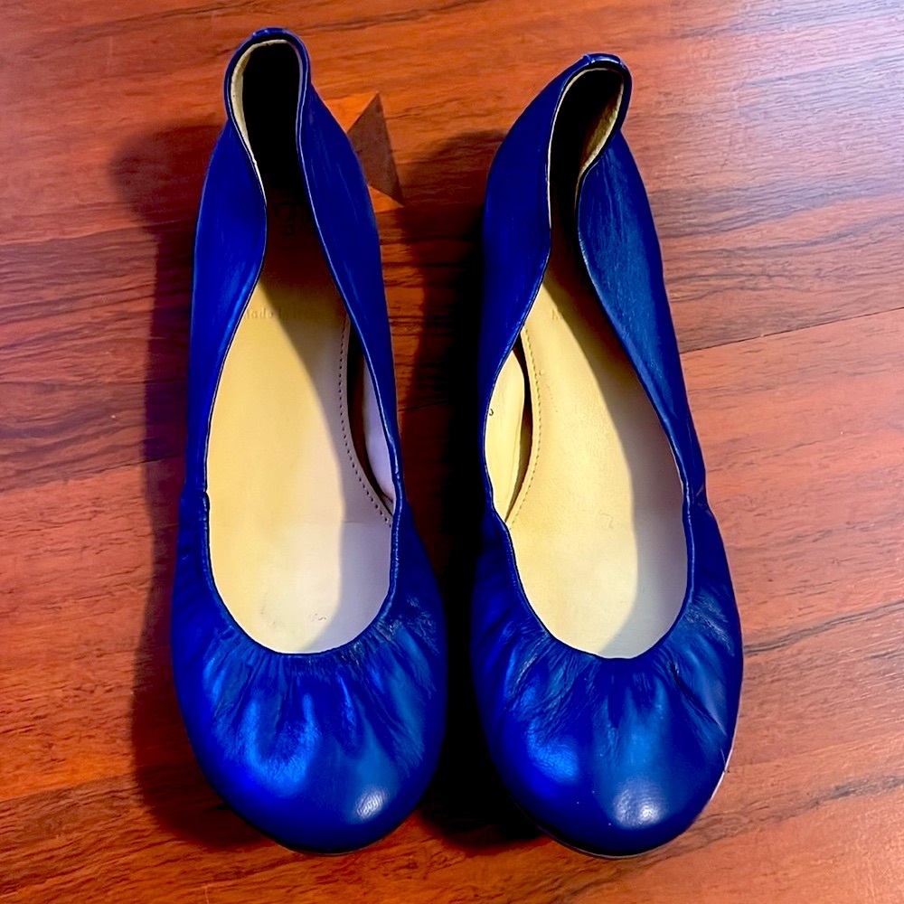 J Crew - Italian leather - Blue Ballet Flats with Elastic Fit